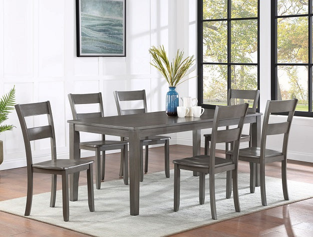 2265T 7 pc Ryan grey finish wood 36" x 72" dining table set wood top seats