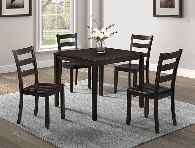 2266-5PC 5 pc Durham dark brown finish wood 36" square dining table set