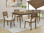 2273T 5 pc Mills medium brown finish wood dining table set mid-century modern