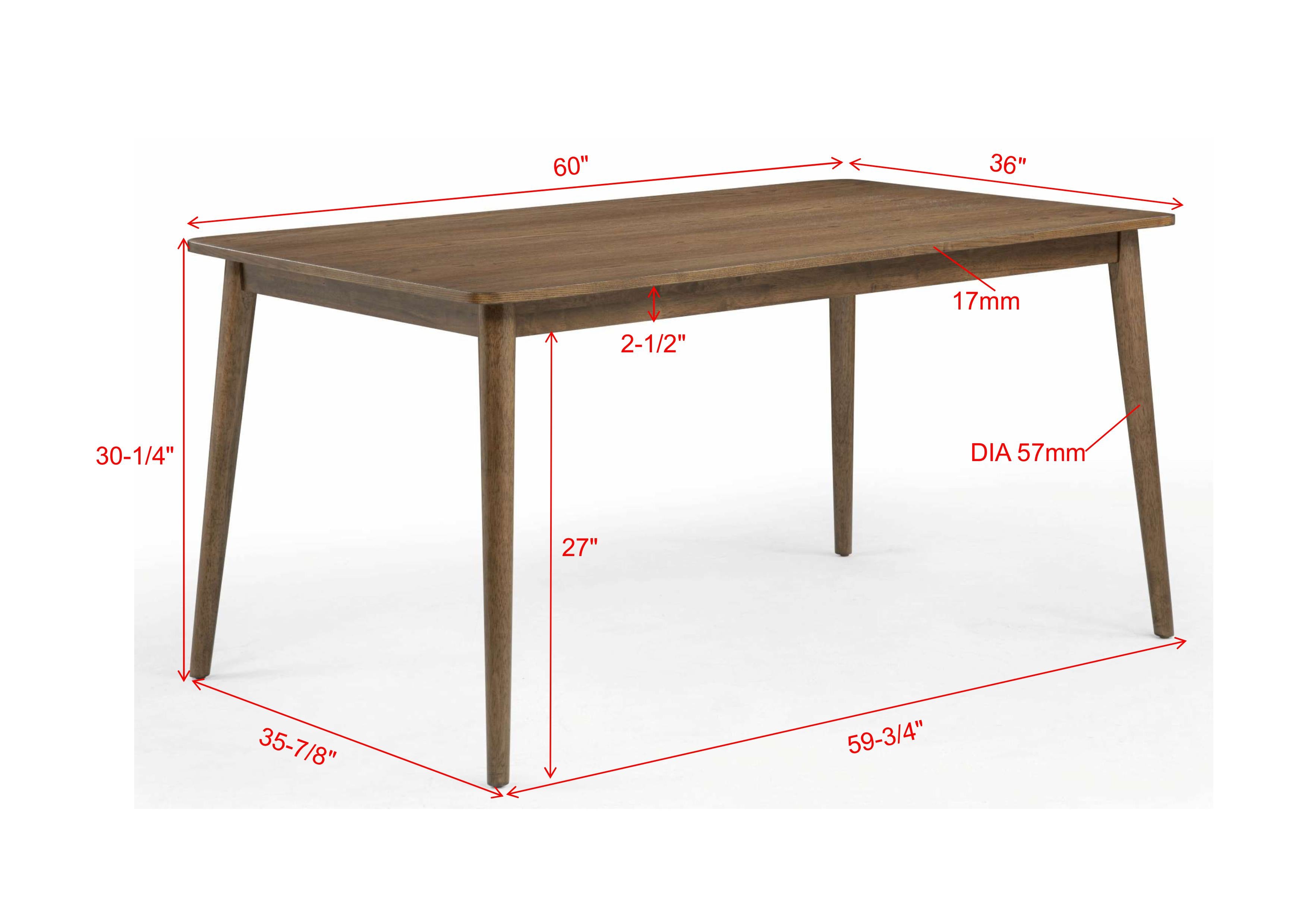 2273T 5 pc Mills medium brown finish wood dining table set mid-century modern
