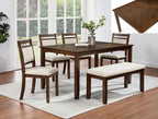 2276T-6PC 6 pc Avasa brown finish wood dining table set with bench