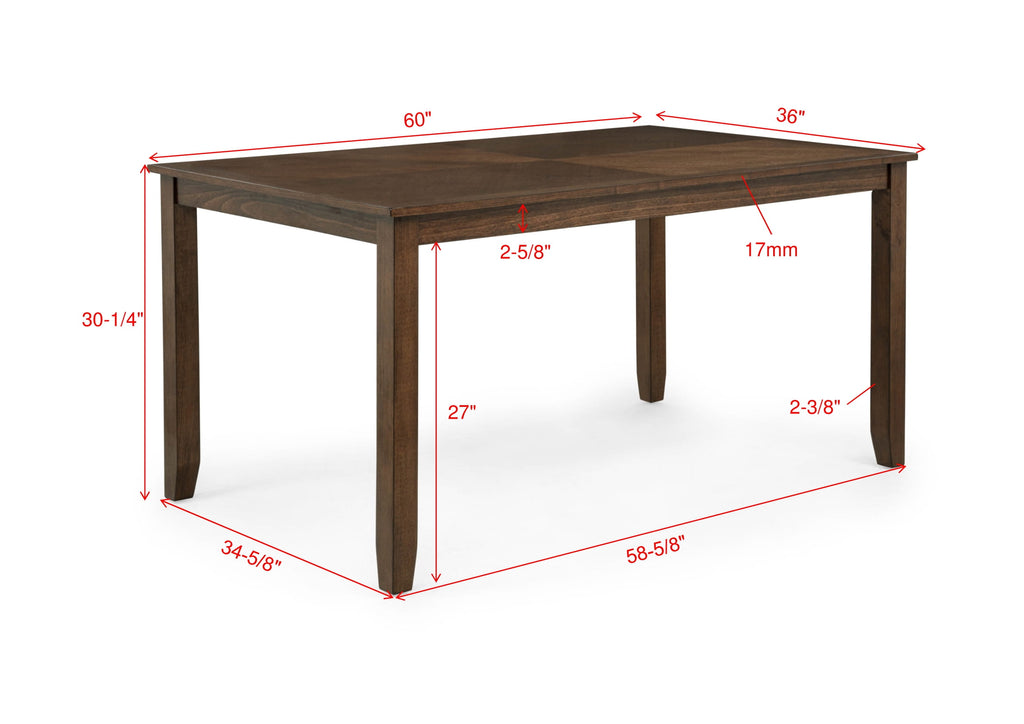 2276T-6PC 6 pc Avasa brown finish wood dining table set with bench