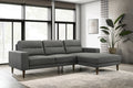 Vale-Sect 2 pc Vale grey linen like fabric mid-century modern sectional sofa with chaise