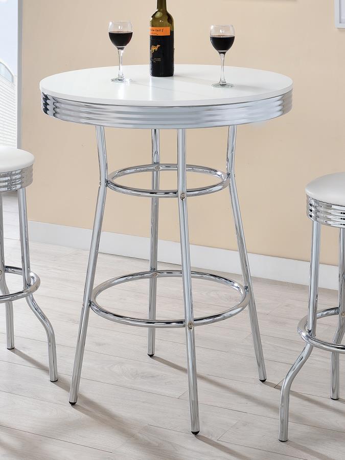 Coaster 2300 Warrensburg westgate retro 50's style chrome and white round bar table