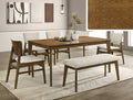 2308T-6PC 6 pc Rolstan brown finish wood dining table set with bench