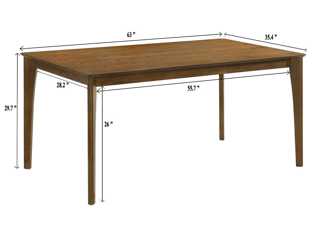 2308T-6PC 6 pc Rolstan brown finish wood dining table set with bench