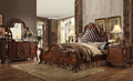 Acme 23140Q 4 pc dresden cherry oak finish wood queen bedroom set cherry tufted upholstery