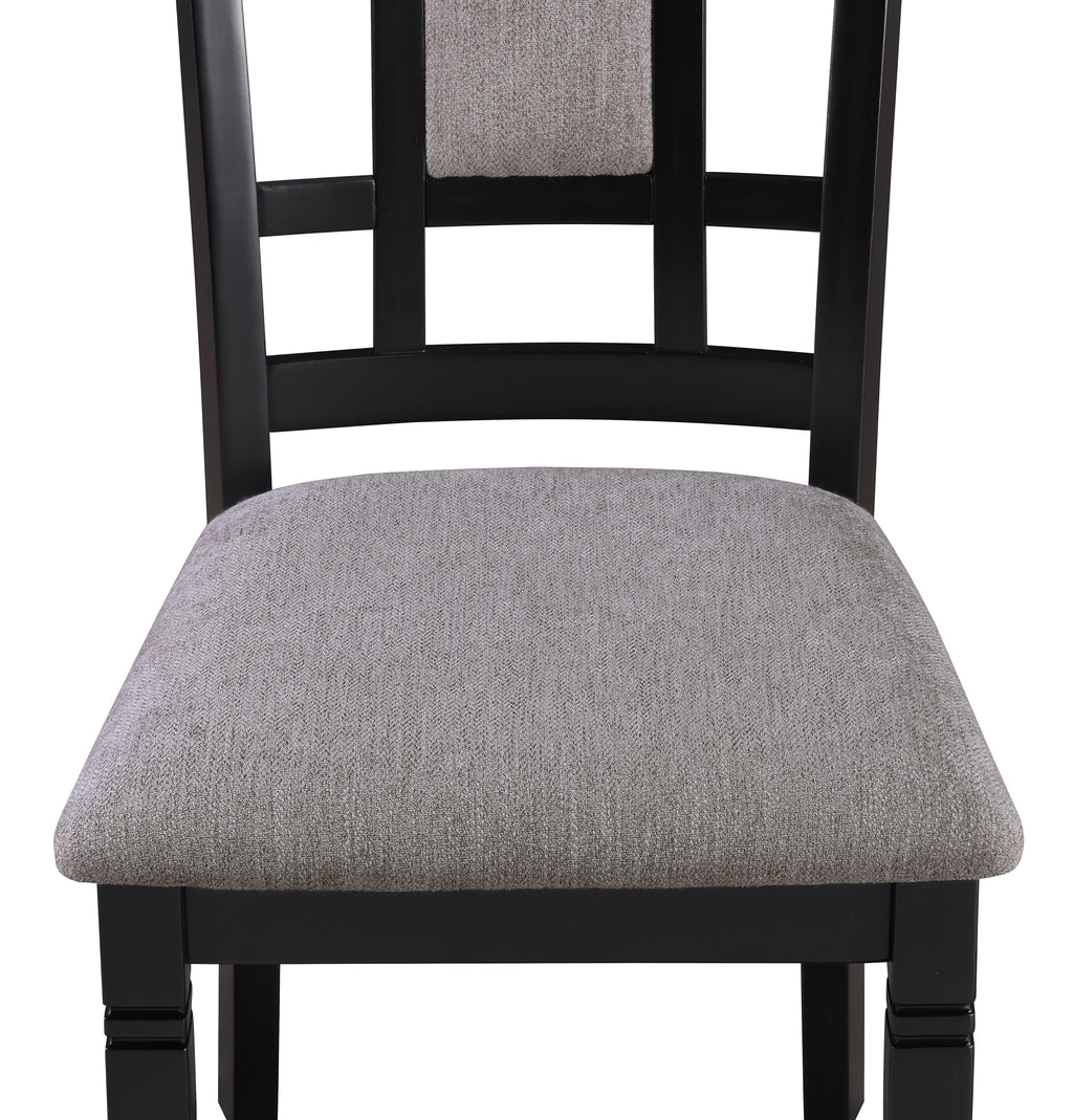 2325SET-LG 6 pc Paige two tone light grey wood finish dining table set with grid design backs with bench