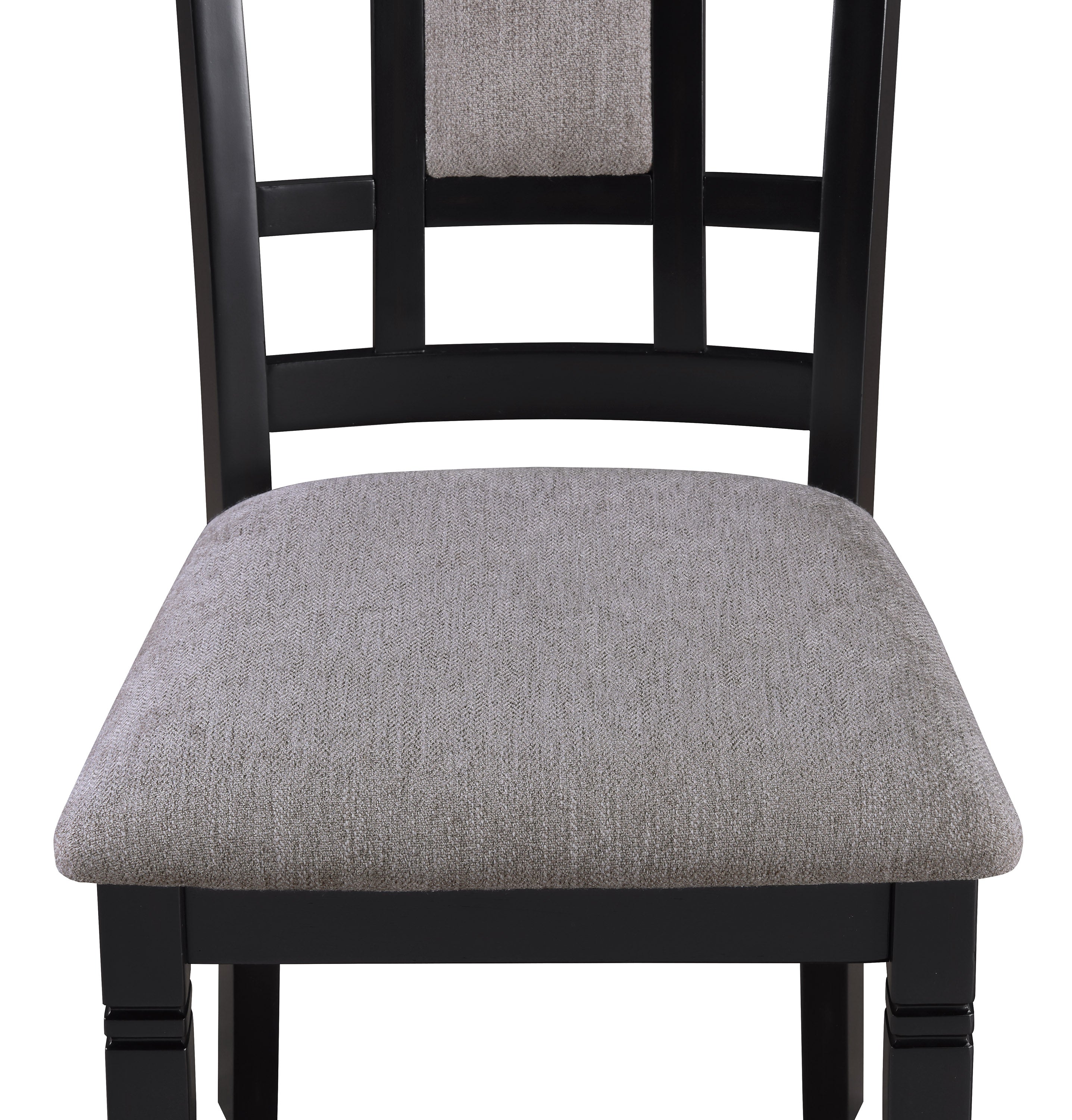 2325SET-LG 6 pc Paige two tone light grey wood finish dining table set with grid design backs with bench