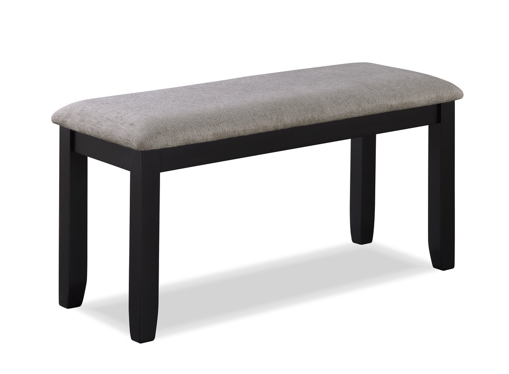 2325SET-LG 6 pc Paige two tone light grey wood finish dining table set with grid design backs with bench