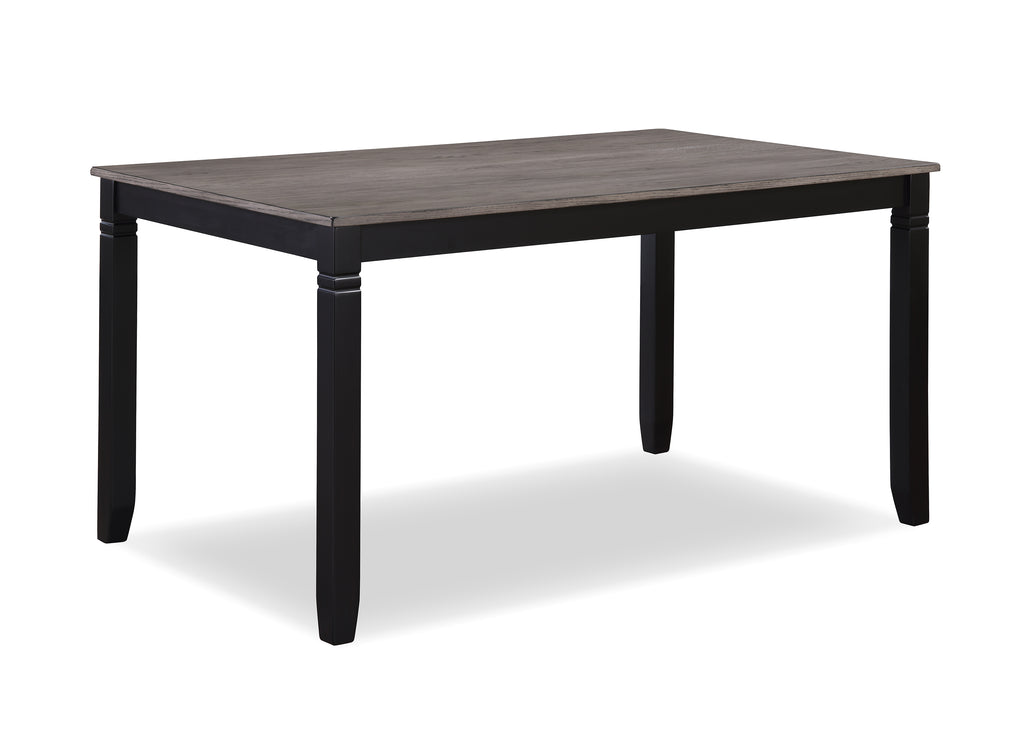 2325SET-LG 6 pc Paige two tone light grey wood finish dining table set with grid design backs with bench