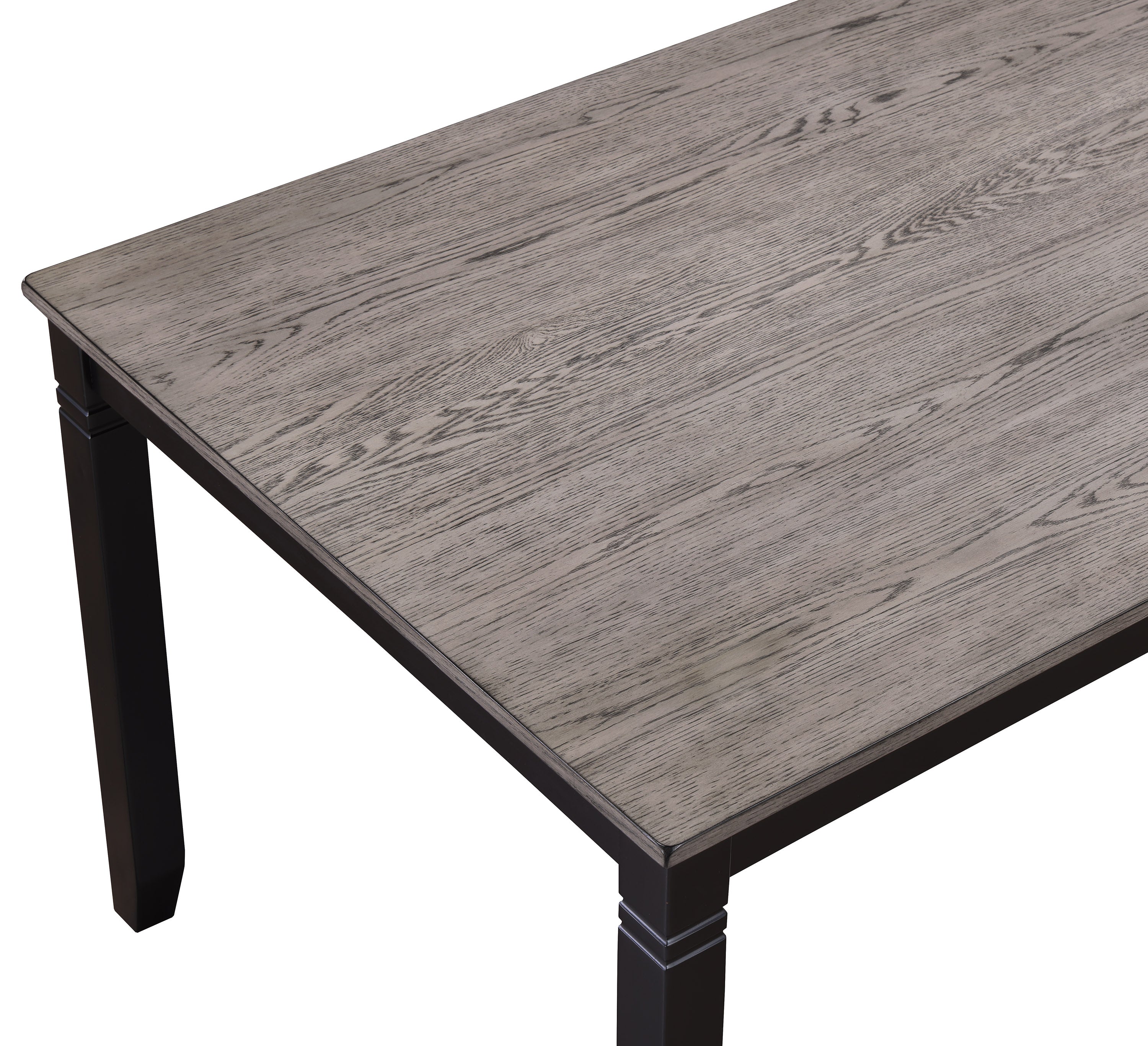 2325SET-LG 6 pc Paige two tone light grey wood finish dining table set with grid design backs with bench