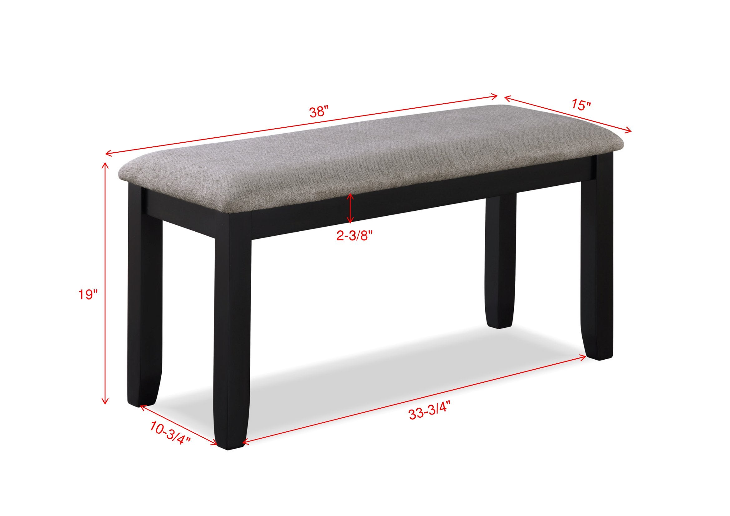 2325SET-LG 6 pc Paige two tone light grey wood finish dining table set with grid design backs with bench