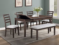 Wagner 6-Piece Dark Brown Wood Dining Table Set with Flip-Up Storage – 2326-6PC