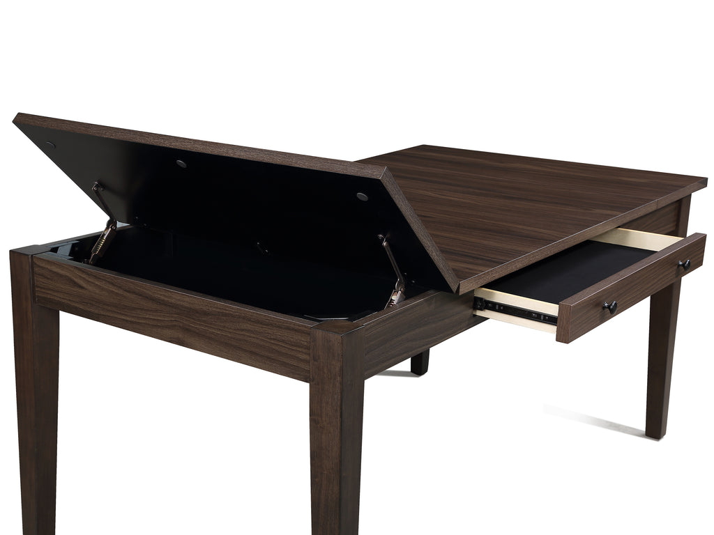 Wagner 6-Piece Dark Brown Wood Dining Table Set with Flip-Up Storage – 2326-6PC