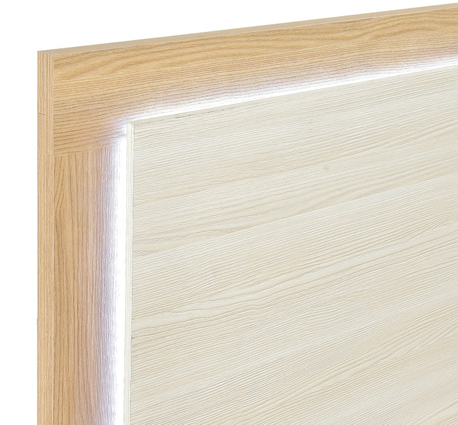 2330-4PC 4 pc Sterling two tone finish wood natural and white queen bedroom set LED lighted headboard