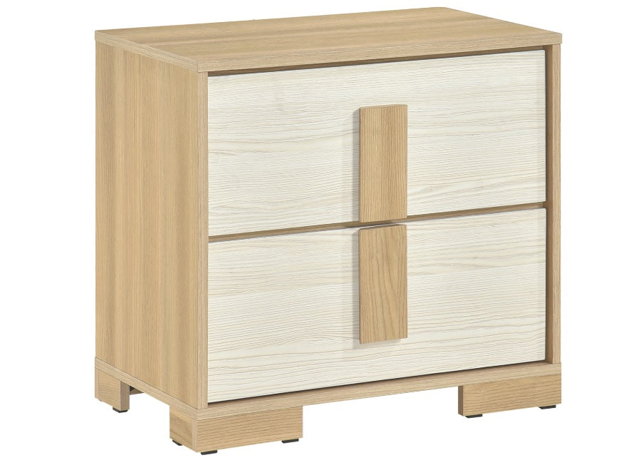 2330-4PC 4 pc Sterling two tone finish wood natural and white queen bedroom set LED lighted headboard