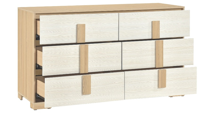 2330-4PC 4 pc Sterling two tone finish wood natural and white queen bedroom set LED lighted headboard