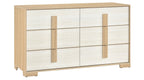 2330-4PC 4 pc Sterling two tone finish wood natural and white queen bedroom set LED lighted headboard
