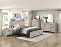 Homelegance 2332-4PC 4 pc Everett light driftwood grey finish wood storage headboard queen bedroom set LED, Bluetooth sound and USB plugs