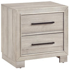 Homelegance 2332-4PC 4 pc Everett light driftwood grey finish wood storage headboard queen bedroom set LED, Bluetooth sound and USB plugs