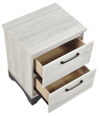 Westport Two-Tone White Oak and Grey Wood Queen Bedroom Set with Fabric Padded Headboard – 2334-4PC