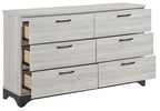 Westport Two-Tone White Oak and Grey Wood Queen Bedroom Set with Fabric Padded Headboard – 2334-4PC