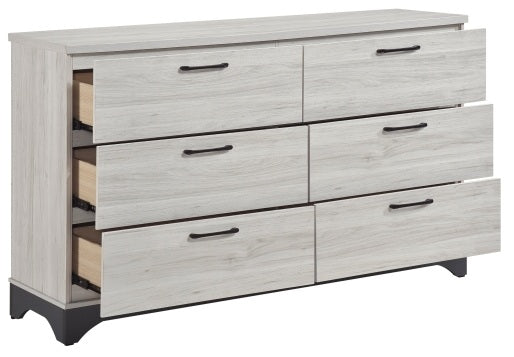 Westport Two-Tone White Oak and Grey Wood Queen Bedroom Set with Fabric Padded Headboard – 2334-4PC