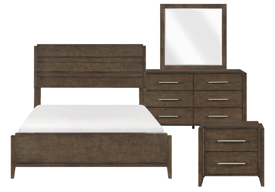 2335-4PC 4 pc Sterling dark finish wood paneled headboard look queen bedroom set