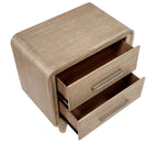 2350-4PC 4 pc Wilshire natural light oak finish wood fabric padded headboard and footboard queen bedroom set