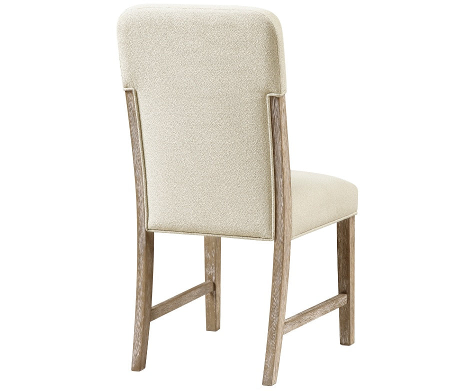 2350-94-7PC 7 pc Wilshire natural light oak finish wood 94" x 43" trestle base dining table set rounded ends