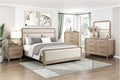 2350-4PC 4 pc Wilshire natural light oak finish wood fabric padded headboard and footboard queen bedroom set