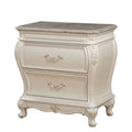 Acme 23543 Chantelle pearl white finish wood marble top bed side nightstand with 2 drawers
