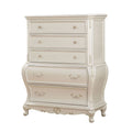 Acme 23546 Chantelle pearl white finish wood marble top 5 drawer tall chest