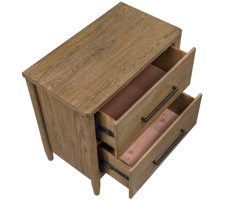 2386-4PC 4 pc Sonoma oak finish wood fabric padded headboard queen bedroom set