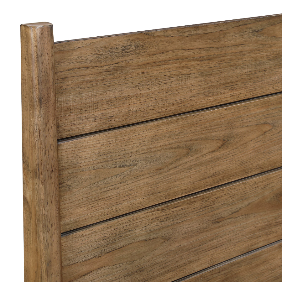 2386-4PC 4 pc Sonoma oak finish wood fabric padded headboard queen bedroom set