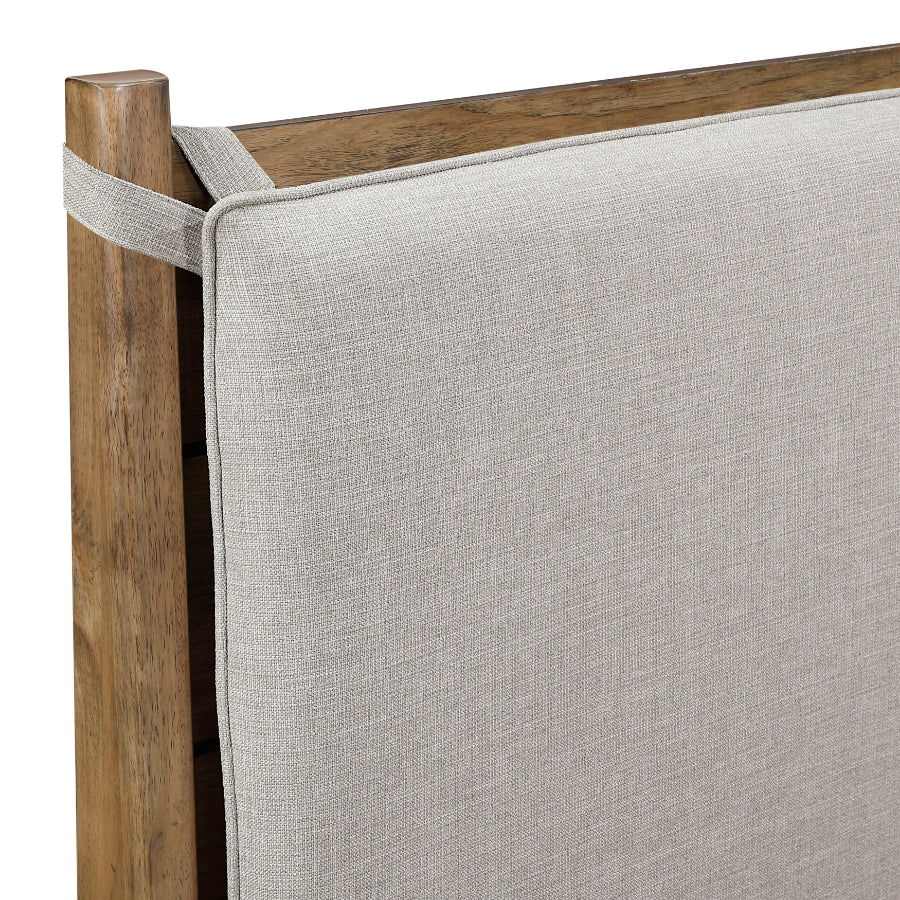 2386-4PC 4 pc Sonoma oak finish wood fabric padded headboard queen bedroom set