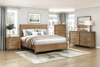 2386-4PC 4 pc Sonoma oak finish wood fabric padded headboard queen bedroom set
