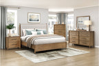 2386-4PC 4 pc Sonoma oak finish wood fabric padded headboard queen bedroom set