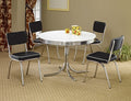 Coaster 2388-2066 5 pc Orren ellis yother retro chrome finish 50's diner round white top dining table set