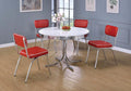 Coaster 2388-2450R 5 pc Ebern designs cousteau retro chrome finish 50's diner round white top dining table set