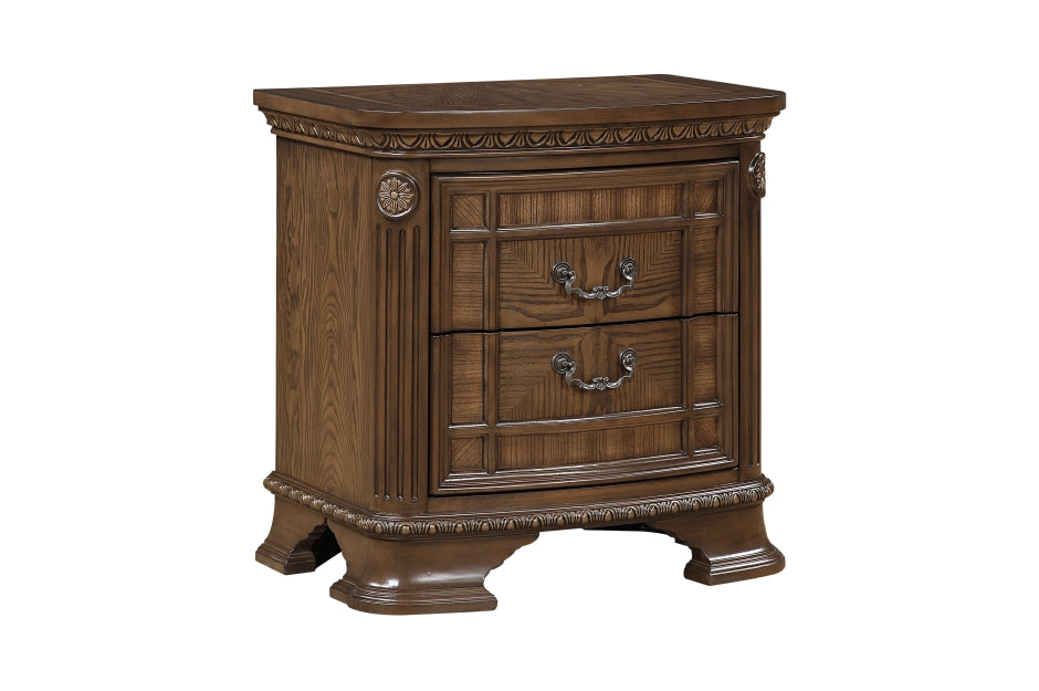 Homelegance 2392-4PC 4 pc Bridgepoint deep dark brown finish wood carved accents upholstered headboard bedroom set