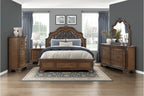 Homelegance 2392-4PC 4 pc Bridgepoint deep dark brown finish wood carved accents upholstered headboard bedroom set