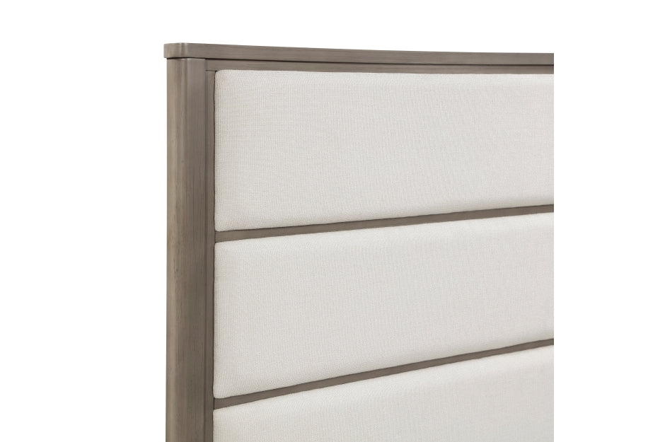 Homelegance 2393-4PC 4 pc Dalston light grey finish wood beige fabric upholstered headboard queen bedroom set