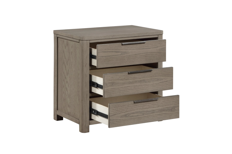 Homelegance 2393-4PC 4 pc Dalston light grey finish wood beige fabric upholstered headboard queen bedroom set