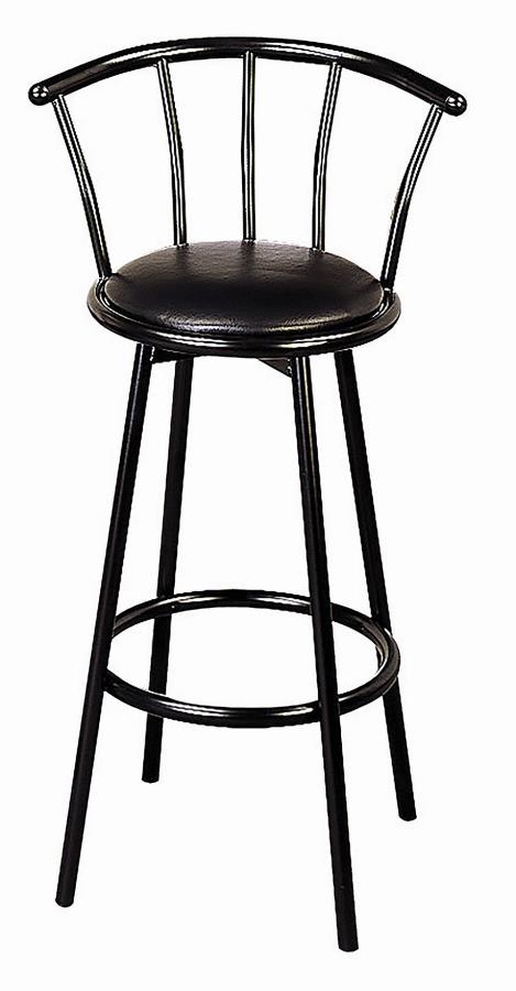 Coaster 2398 Set of 2 black metal bar stools with padded seats **clearance**