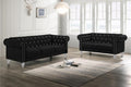 24-13CK-2PC 2 pc Emma black velvet fabric crystal button tufted sofa and love seat set acrylic legs nail head trim