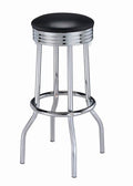Coaster 2408 Set of 2 Aaden summit retro chrome bar stools black vinyl padded seats