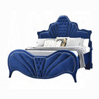 Acme Dante Arched Top Blue Velvet Button Tufted Queen Bed Set – 24220Q