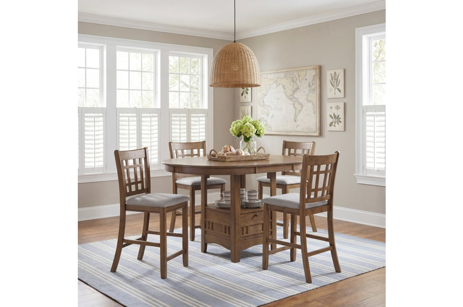Junipero Medium Brown 5-Pc Counter Height Round Dining Table Set – 2423BR-36-5PC